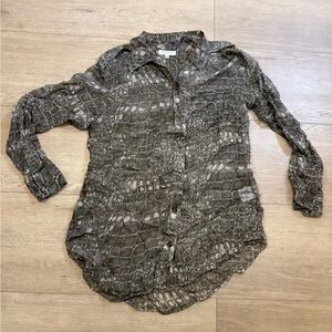 Equipment Silk Snake Print Blouse Small